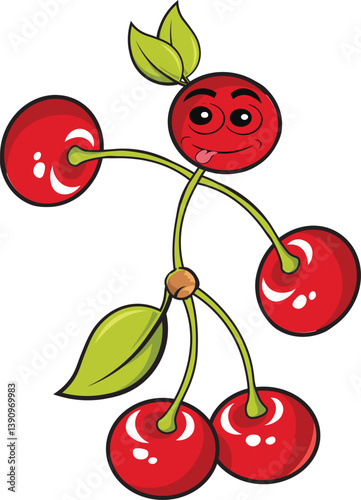 cherry character illustration vector eps 10
