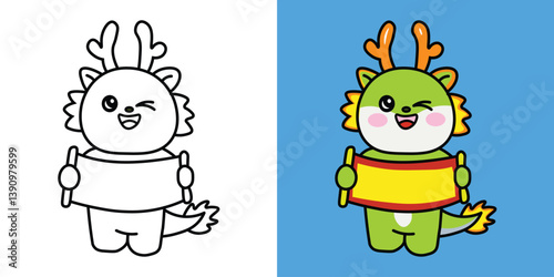dragon of monster , children's coloring book. Coloring book with cute cartoon monster pictures. Vector illustration with colored background.