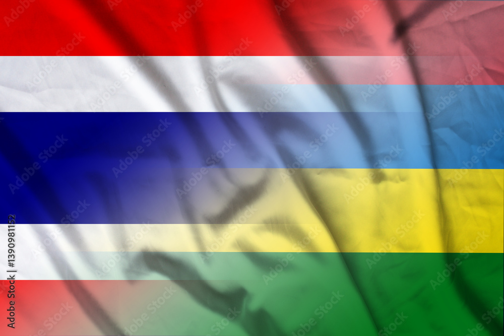 Fototapeta premium Thailand and Mauritius political flag transborder negotiation MUS THA