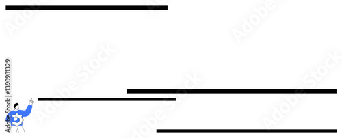 Individual arranging horizontal lines, symbolizing task management, prioritization, and organization. Ideal for productivity, planning, workflow optimization, strategy, minimalism teamwork flat