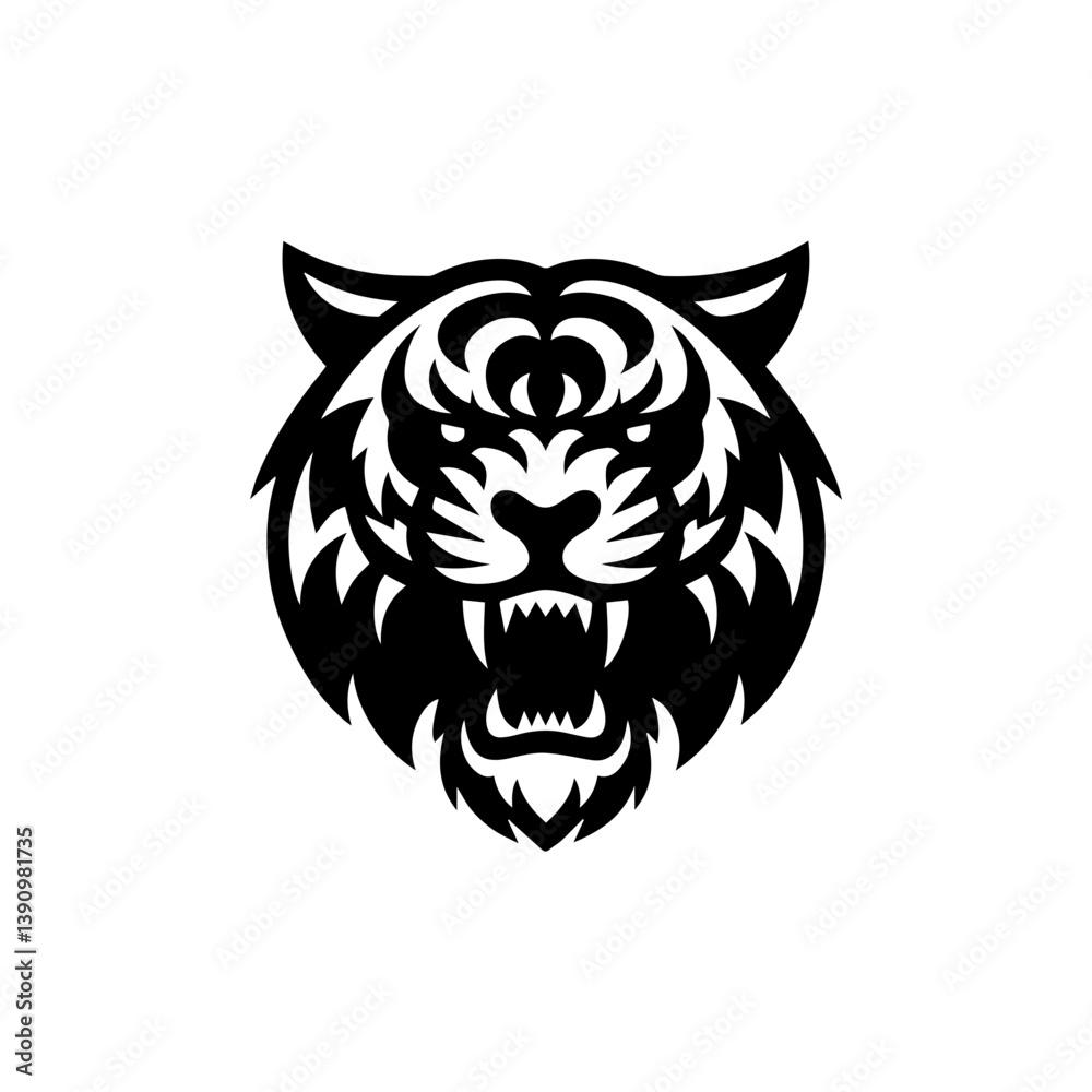 Fototapeta premium modern and minimalist tiger head wild animal logo vector illustration .