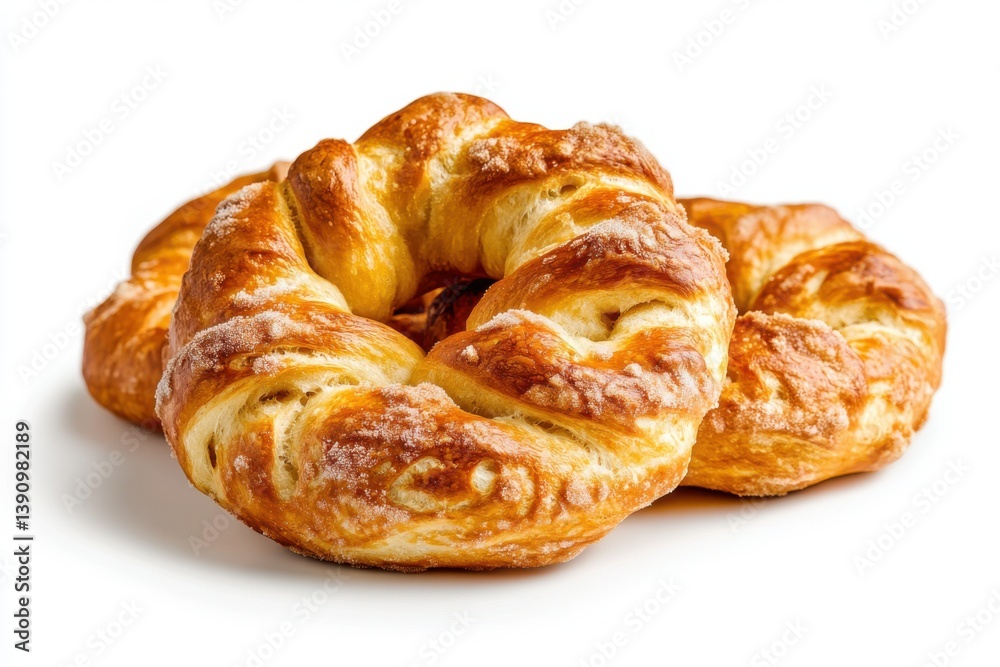 Close up shot of delicious croissants on a plain white surface Close up shot of delicious croissants on a plain white surface