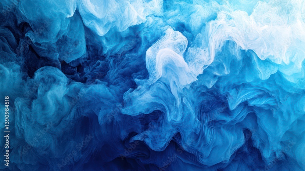 Abstract swirls of blue and white ink Abstract swirls of blue and white ink