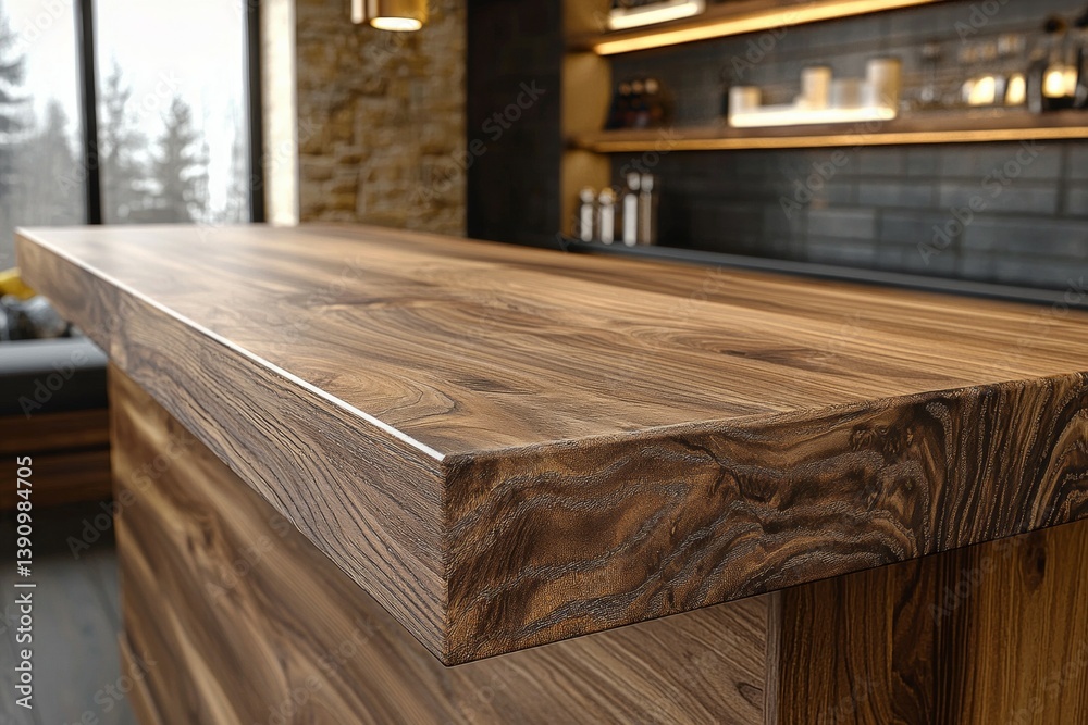 A wooden counter top with a dark wood grain and a light wood grain A wooden counter top with a dark wood grain and a light wood grain