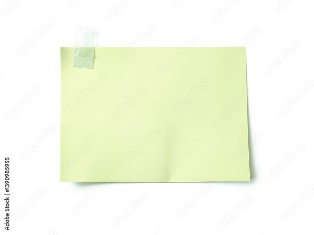 Horizontal green sticky note with folded corner, isolated on white background for message design. Generative AI Horizontal green sticky note with folded corner, isolated on white background for message design. Generative AI