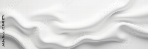 Softly draped white fabric, creating an elegant, flowing texture. Perfect for backgrounds in fashion, interior design, or product displays.