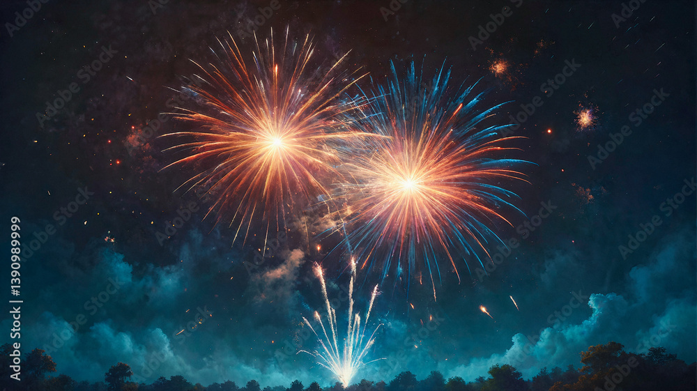 Fototapeta premium Spectacular Night Fireworks Display