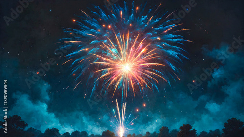 Spectacular Night Fireworks Display