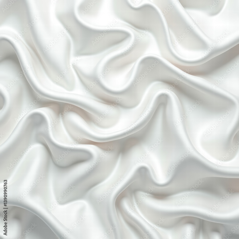 Fototapeta premium Elegant white satin fabric with smooth, flowing textures, perfect for fashion, textiles, and luxurious design projects.