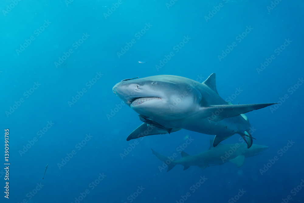 Two lemmon sharks in the ocean Two lemmon sharks in the ocean