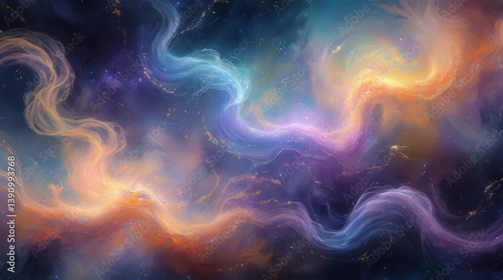 Cosmic Nebula with Vibrant Colors and Swirling Light Patterns Abstract Background Cosmic Nebula with Vibrant Colors and Swirling Light Patterns Abstract Background