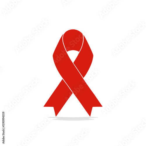 Red ribbon. Vector aids red ribbon icon, vector illustration
