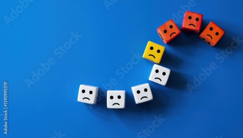 Blocks with faces crumbles, the unfortunate ones leave the line. Falling popularity, decreasing viewers or customers. Participants and employees leaving. Bad mood, difficulties and toxic environment. photo