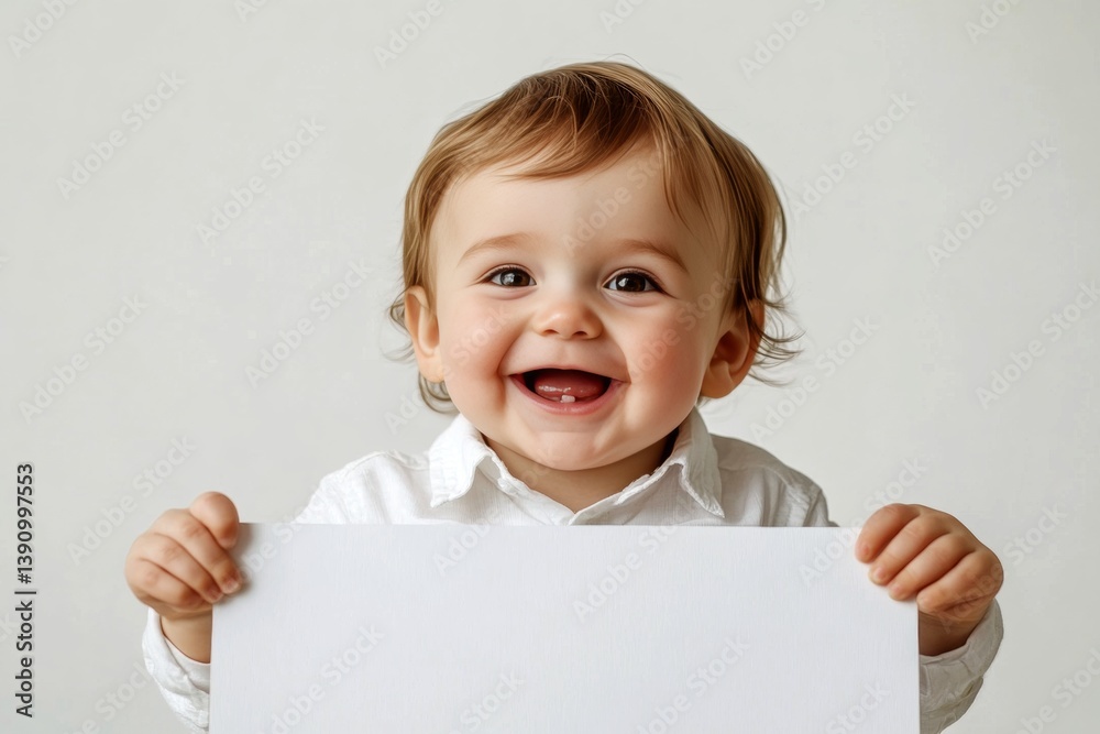 Сute happy laughter infant boy hold a wireframe - large white avenue sign. Kid in white. Isolated happy laughter boy with brown hair on a pure white background. Cute boy smiling. Blank ad kid. Сute happy laughter infant boy hold a wireframe - large white avenue sign. Kid in white. Isolated happy laughter boy with brown hair on a pure white background. Cute boy smiling. Blank ad kid.