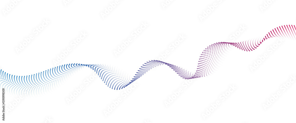 Flowing Dot Wave halftone gradient pattern on transparent background