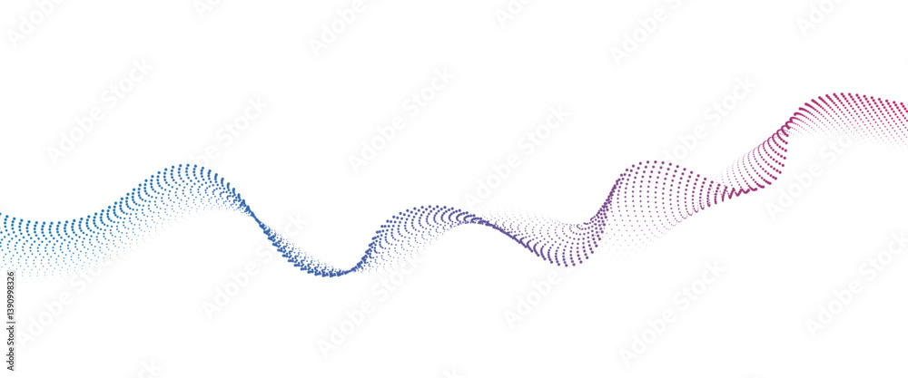 Flowing Dot Wave halftone gradient pattern on transparent background