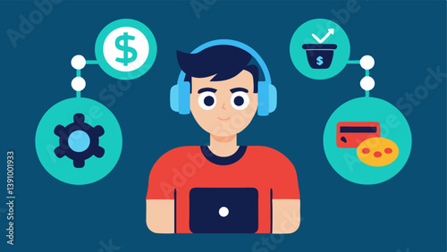 Affiliate Marketing A gaming influencer creating content with links to purchase games or gear representing the revenue from affiliate marketing strategies.
