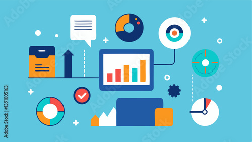 Analytical Tools A depiction of the spet surrounded by various SEO analytics tools and software dashboards monitoring site performance and key metrics.