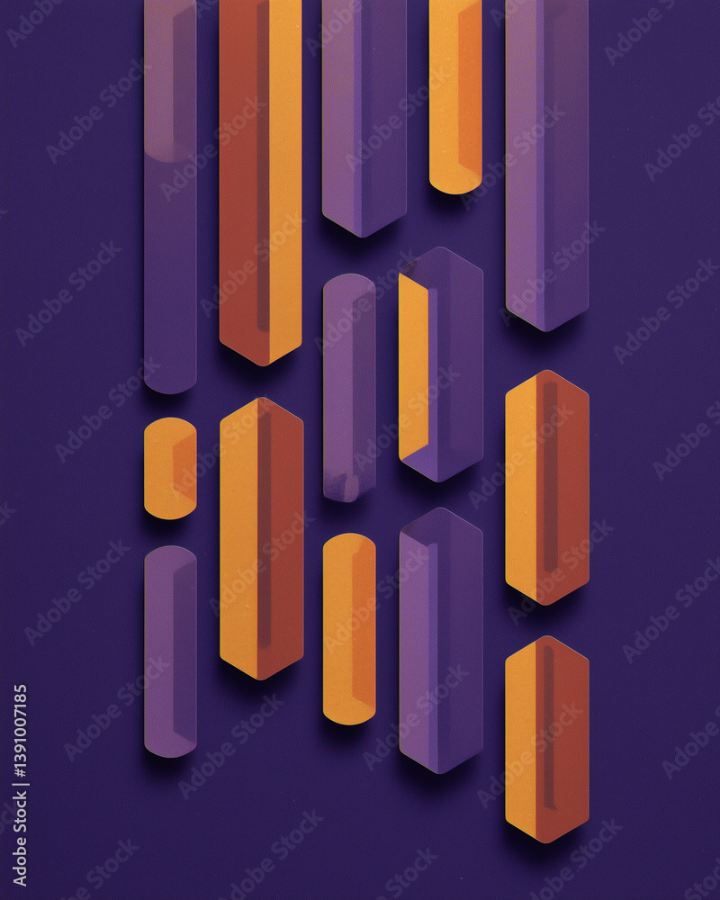 Fototapeta premium Surreal Geometric Worlds in Purple and Orange – Futuristic Architecture & Abstract Forms