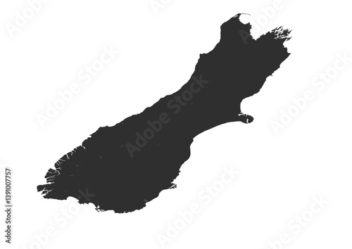 south island new zealand silhouette vector map