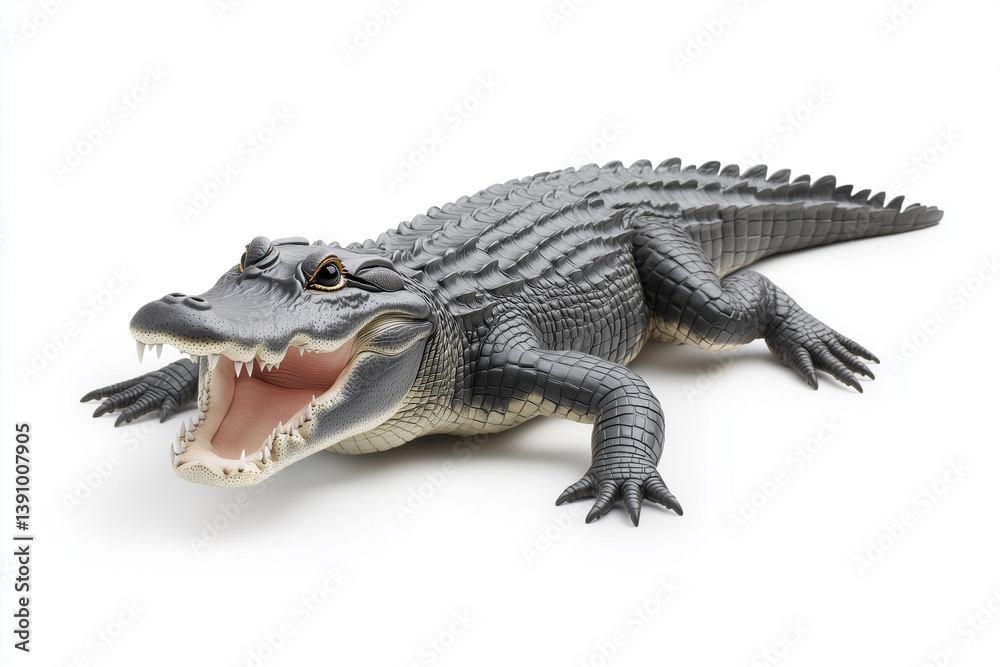 Realistic Alligator Toy Crocodile with Open Mouth Isolated on White Background for Display Realistic Alligator Toy Crocodile with Open Mouth Isolated on White Background for Display
