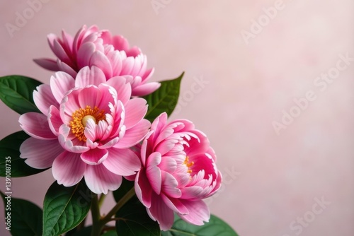 Fototapeta Naklejka Na Ścianę i Meble -  Majestic peonies and hydrangeas in bold colors against a neutral background, hydrangeas, stylish, modern