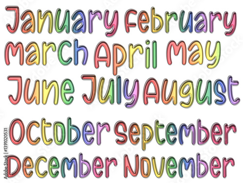 colorful vector months