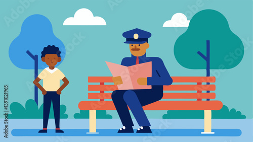 Park Noise Makers The officer sits on a park bench blending in with locals while using a newspaper to obscure their view of a nearby conversation of suspected criminals.
