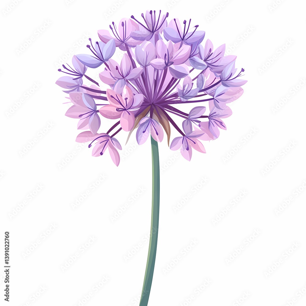 Fototapeta premium Purple Botanical Floral Illustration: Vibrant Springtime Blooming Art Design