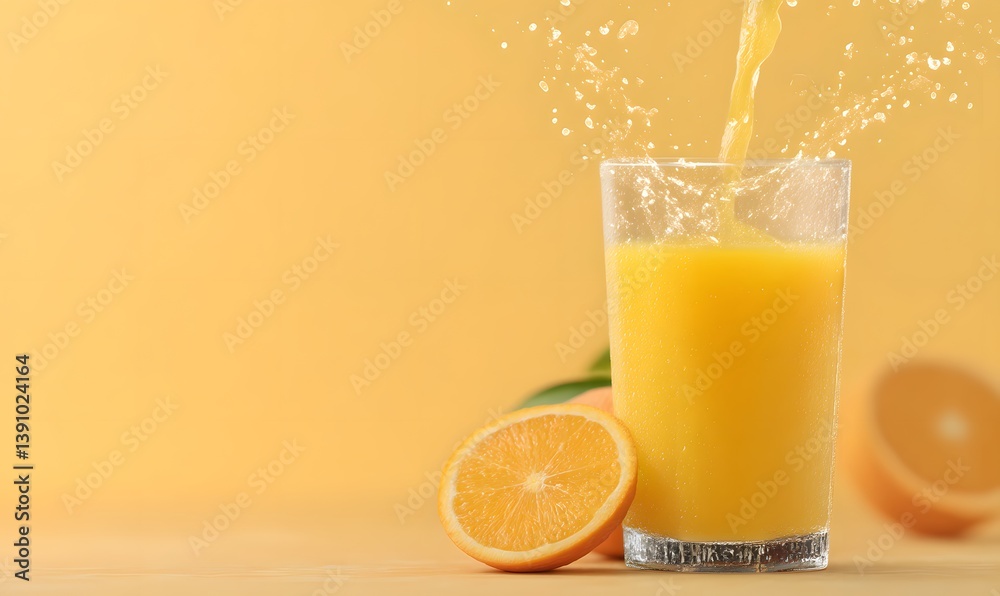 Freshly squeezed orange juice poster, Generative AI Freshly squeezed orange juice poster, Generative AI