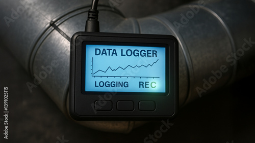 data logger displays air duct engineering metrics, showcasing importance of monitoring airflow for optimal performance