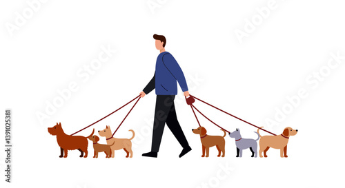 Man working as a dogs walker