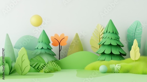 Pastel 3D Forest Scene