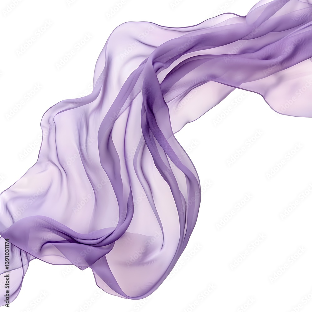 Fototapeta premium Purple fabric wave isolated on white background