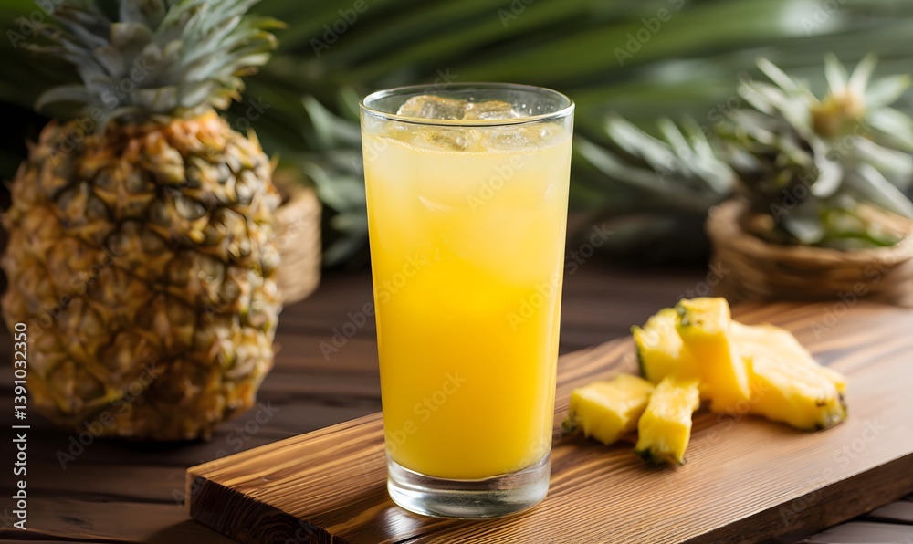 glass of pineapple juice, Generative AI glass of pineapple juice, Generative AI
