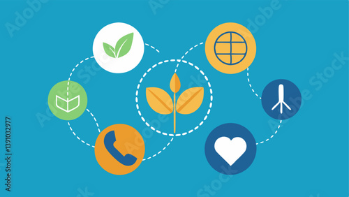 Chain Links Interlocking chain links with different icons e.g. a leaf heart and globe showing that investors are linked to consumer preferences for brands that prioritize social