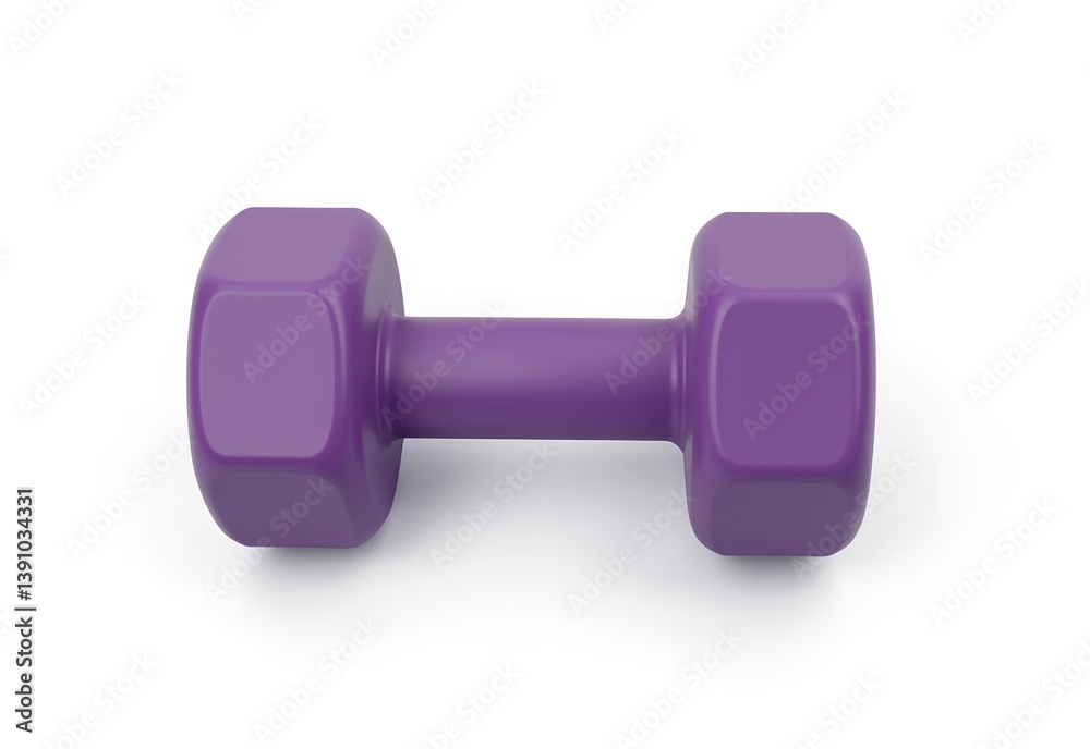 Purple dumbbell mockup with matte coating, clean area for logo placement, isolated on white background Purple dumbbell mockup with matte coating, clean area for logo placement, isolated on white background
