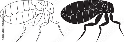 side view Cat flea icon set
