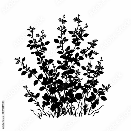 Elegant Botanical Silhouette Art: Decorate with Monochrome Herbaceous Flora