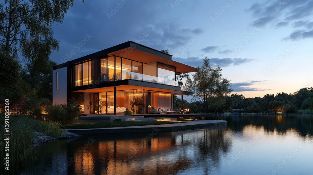 elegant hose at the river with surrounding greenery.ai generative elegant hose at the river with surrounding greenery.ai generative