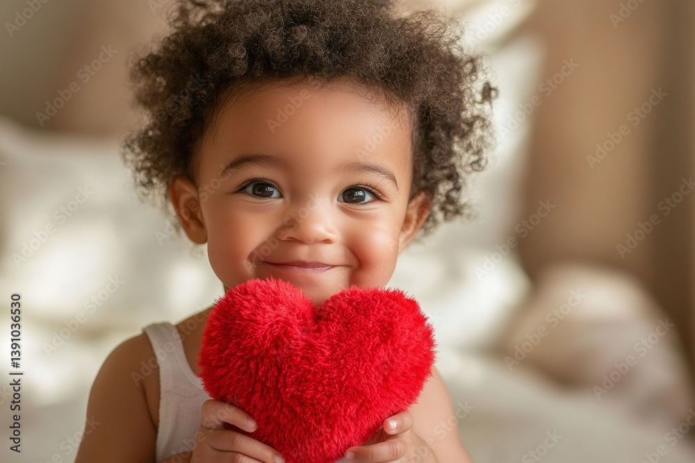 Valentine's day greeting and funny gift. Beam face cute mixed-race toddler boy with small fluffy heart in hands. Cute toddler love expression. Happy kid celebrating love. February 14 baby fun. Valentine's day greeting and funny gift. Beam face cute mixed-race toddler boy with small fluffy heart in hands. Cute toddler love expression. Happy kid celebrating love. February 14 baby fun.