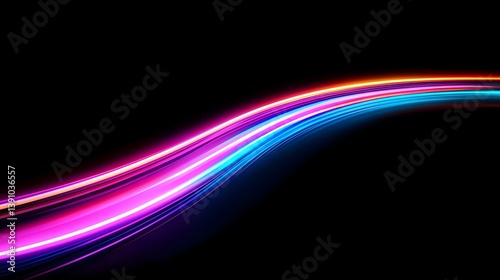 Abstract Light Trails on Black Background