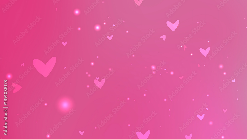 Pink gradient background features scattered light pink hearts Pink gradient background features scattered light pink hearts