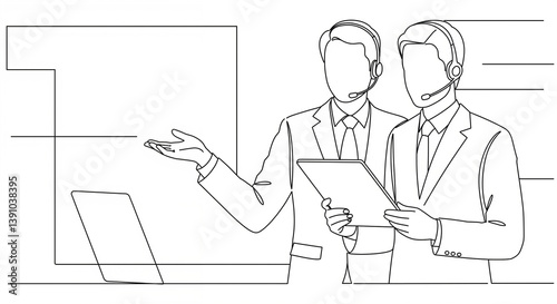 Businessmen providing assistance in a modern office setting  