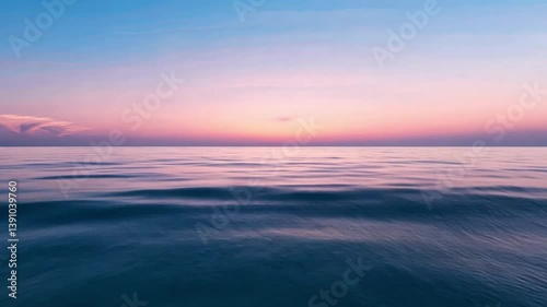 Wallpaper Mural Serene ocean sunset with calm waters reflecting pink and blue hues in sky, creating tranquil atmosphere that evokes peace and relaxation on horizon. Torontodigital.ca