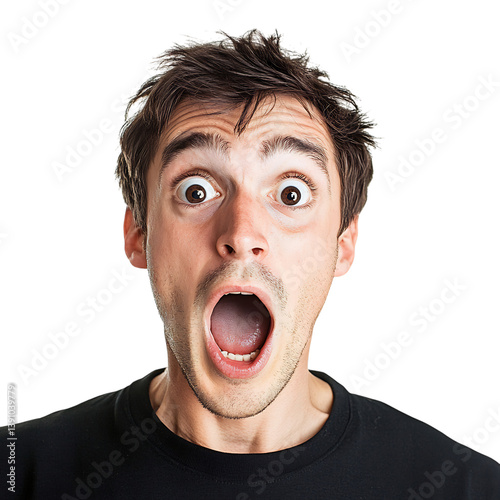 Man with Surprised Expression Isolated on Transparent Background photo
