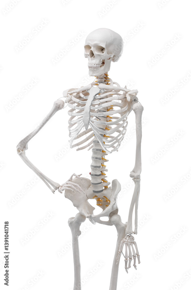 Artificial human skeleton model isolated on white Artificial human skeleton model isolated on white