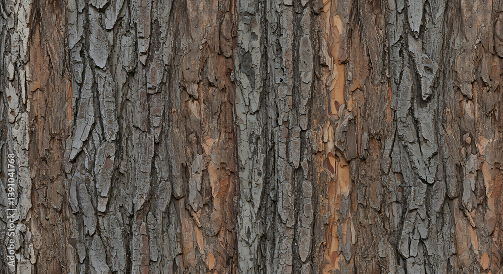Obraz premium Textured tree bark with brown and gray patterns 