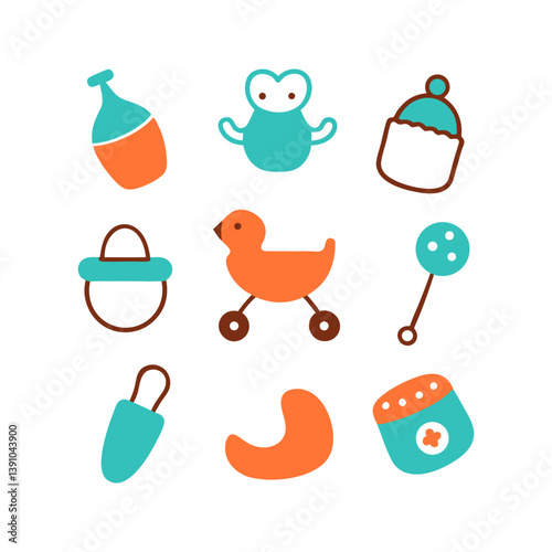 set of baby toys icons