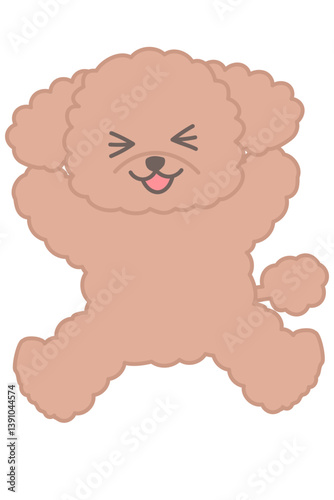 両手を上げてジャンプしているトイプードルのキャラクターの可愛いイラスト